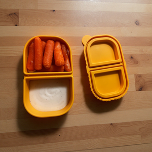 Silicone Reusable Snack Containers <b>with</b> <b>Lids</b>, Double Compartment <b>Box</b> Containers for Dips Salad Condiment, <b>Small</b> Food Snack Case - Product Image 1