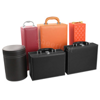 Nouvelle conception boîte de rangement en cuir Pu souvenir avec capuchon boîte de rangement en cuir Pu avec poignée personnalisé luxe parfum boîte en cuir Pu