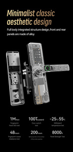 Serrure de porte intelligente antivol SinovoTEC Tuya WIFI avec empreinte digitale, mot de passe, carte, caméra, en alliage d'aluminium, style œil-de-chat - Product Image 2