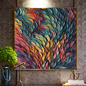 Tùy chỉnh bán buôn <span class=keywords><strong>Handmade</strong></span> Trang trí Nhà Lớn vải tác phẩm nghệ thuật trừu tượng đầy màu sắc lông sơn dầu tường nghệ thuật dao hình ảnh - Product Image 1