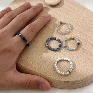 Novidade 2025: Anéis Elásticos Artesanais com Contas Redondas de Pedra Natural de 4mm para Homens e Mulheres – Presente Ideal - Product Image 1