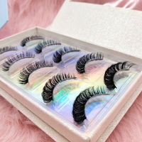 Dd b curl bandes de cils en faux vison vente en gros plateaux de cils incurvés profonds packs boîte avec logo cils incurvés profonds
