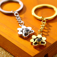 Porte-clés personnalisé en acier inoxydable avec projection photo, pendentif patte avec photo d'animal de compagnie, porte-clés commémoratif, anniversaire