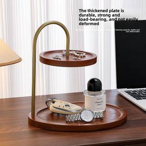 Présentoir de rangement mobile double couche en bambou pour bijoux et clés, plateau d'entrée pour lunettes de soleil - Product Image 5