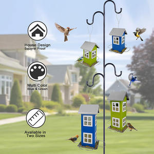 JH-Mech Vogelvoederhuisjes voor Buiten, Hangend, Eekhoornbestendig, Blauw, met 4 Voeropeningen en Verwijderbaar Dak, Metalen Hangende Vogelvoederbak - Product Image 4