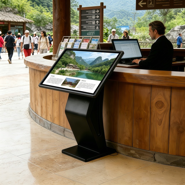 Interactive Digital Flip Book Machine Virtual E-Book | 43 Inch Slanted Touch Table Information Kiosk for Corporate Lobby