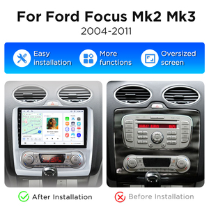 จุนซัน จอ 9 นิ้ว รองรับ CarPlay แบบไร้สาย และ Android Auto ระบบนำทางสำหรับรถยนต์ฟอร์ด โฟกัส 2 Mk2 ปี 2004-2011 เครื่องเล่นวิทยุติดรถยนต์ มัลติมีเดีย วิดีโอ - Product Image 2