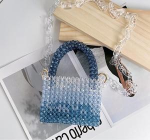 <span class=keywords><strong>Set</strong></span> Bahan Tas Akrilik Wanita DIY, Tas Tangan Mini Berhias Manik-Manik untuk Acara Malam, Tas Jinjing Buatan Tangan dengan Manik-Manik Biru Transparan Gradasi - Product Image 4