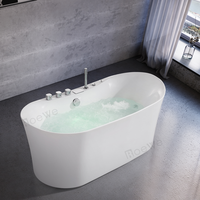 Baignoire autoportante en acrylique de 59 pouces avec siège, baignoire à remous hydro-massante pour petite salle de bain