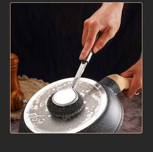 แปรงขัดหม้อด้ามจับยาวแปรงทำความสะอาดหม้อหม้อกระทะเหล็กลวดโลหะขัดทำความสะอาด - Product Image 4
