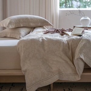 Copripiumino Jacquard piumino cotone <span class=keywords><strong>lino</strong></span> cotone Shams doppio copricostume <span class=keywords><strong>lenzuola</strong></span> piatte 4 pz <span class=keywords><strong>Set</strong></span> biancheria bianca - Product Image 2