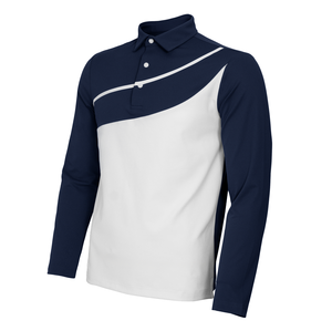 Logo Front Potition <b>Men's</b> <b>Long</b> <b>Sleeve</b> Color Blocked <b>Polo</b> <b>Shirt</b> With Contrast Panel And Turn Down Collar Casual Sport Wear - Product Image 1