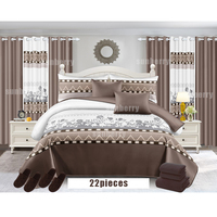Parures de lit personnalisées, collections de linge de lit, ensemble de couette de luxe Flora, 22 pièces, couvre-lit, rideaux, ensemble de literie