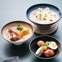 Grand bol à ramen en céramique noire de 8 pouces pour restaurant japonais, idéal pour servir le pho