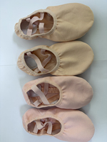 Chaussons de danse ballerine roses personnalisés avec logo, semelle fendue, soutien de la voûte plantaire, en toile extensible, pour débutantes, enfants et filles, tailles 22-43