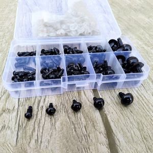 100개 검정 플라스틱 DIY 키트 공예 봉제 인형 눈 6/8/12mm 장난감 눈 인형 액세서리 단추 인형용 - Product Image 4