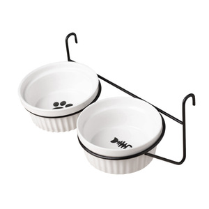 Ceramic <b>Cat</b> Bowl Hanging Pet Feeder For <b>Cage</b> Mounted Use With Anti Tipping Design - Product Image 3