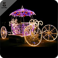 Lampu Motif Kereta Labu Cinderella 3D LED untuk Natal, Taman Luar Ruangan, Dekorasi Lanskap Pernikahan, IP65