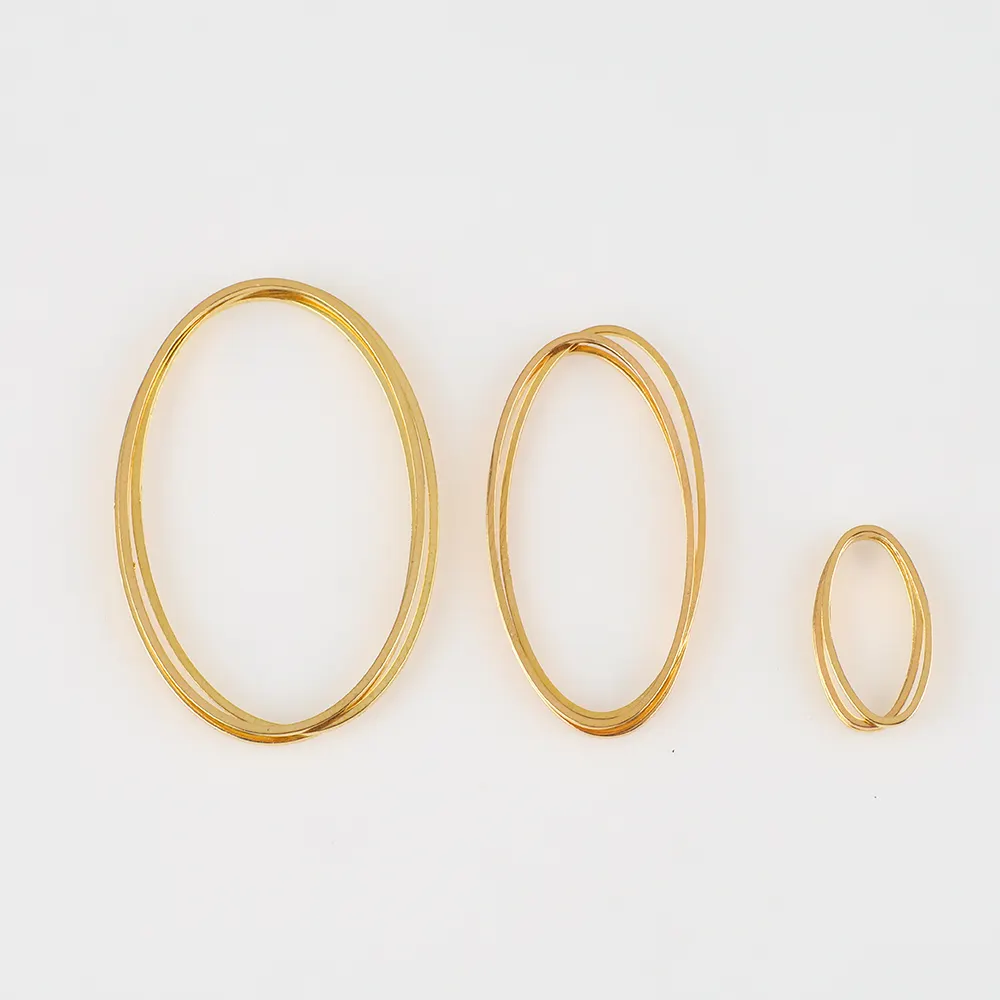 Conectores de bisel de Marco hueco ovalado chapado en oro ZHB, anillos redondos de latón y Metal, dijes colgantes de acero inoxidable para la fabricación de joyas