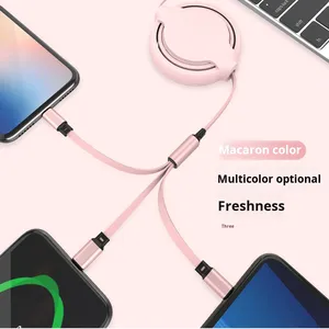 Tùy Chỉnh 3-Trong-1 Nhanh Chóng Sạc Có Thể Thu Vào Xe Sạc & Cáp Dữ Liệu Mới Cross-Biên Giới Loại C Điện Thoại Di Động Phụ Kiện TPE Áo Khoác - Product Image 3