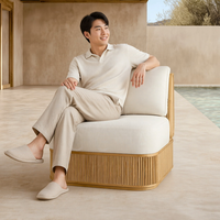 Ensemble de canapés modernes pour l'extérieur, chaise de loisirs, meubles de luxe en teck pour patio, balcon, jardin, imperméable et durable