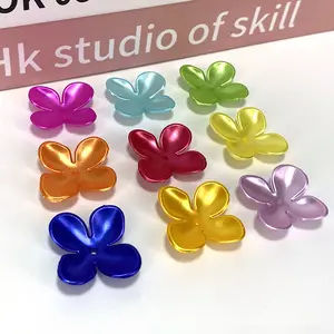 27mm Colorful Acrylic Four-leaf Flower Decoration Holder Spacer Beaded Diy Bracelet Necklace Jewelry Accessories Loose Beads