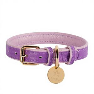 Collier pour chien personnalisé en polyester et nylon fait main, avec décoration en rivets, élégant pour les petits et grands chiens, design doux et de qualité supérieure, violet lavande - Product Image 1