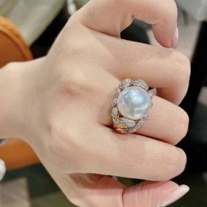 Nouvelle bague haut de gamme Buchirati en argent pur S925 avec perle ronde de 10-11 mm, design impeccable et bouche mobile - Product Image 3