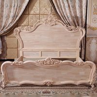 Lit plateforme de luxe en bois massif européen, tête de lit capitonnée en cuir sculptée à la main, taille King, écologique, garantie 2 ans, pour la maison