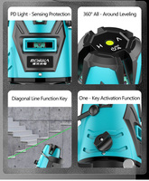 Niveau laser vert portable polyvalent à 5 lignes, qualité industrielle et bricolage, pour applications multiples