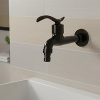 Robinet en alliage de zinc poli noir moderne, installation murale, utilisation facile pour la salle de bain et les machines à laver