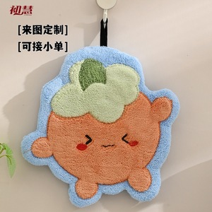ผ้าเช็ดมือคอรัลฟลีซลายการ์ตูน Chuhui ซับน้ำเร็ว สำหรับห้องครัว ห้องน้ำ ผ้าเช็ดตัวแบบแขวน ปรับแต่งลวดลายได้ - Product Image 1