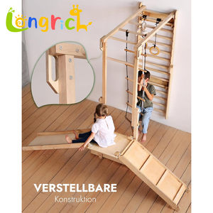 Estructura de Escalada de Madera Multifuncional Montessori con Tobogán, Cuerdas, Barras de Mono, Anillas de Gimnasia y Escalera para Niños, Juego Interior y Exterior - Product Image 4