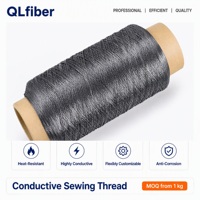 Benang Jahit Anti-Statik Serat Baja Tahan Karat Kuat Tahan Guncangan Panas untuk E-Textile