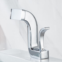 Robinet de lavabo de salle de bain monocommande en laiton finition or brossé, mitigeur eau chaude et froide à poser sur le plan avec entre-axe de 4 pouces