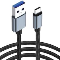 Kabel Transfer Data dan Pengisian Daya USB 3.0 Male 90 Derajat Sudut Tipe-C dengan Pelindung Nylon PVC, Kecepatan Transfer 5Gbps untuk Komputer dan Laptop