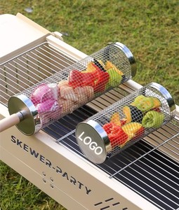 Rejilla Portátil de Acero Inoxidable para Barbacoa con Mango de Madera y Gancho, Ideal para Picnic y Camping al Aire Libre - Diseño de Mango Largo Fácil de Limpiar <span class=keywords><strong>SiXi</strong></span> - Product Image 1