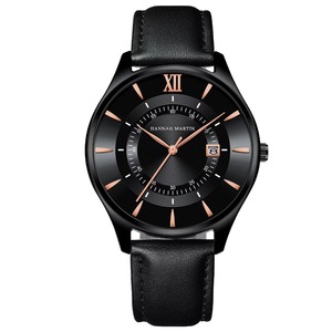 Reloj de Cuarzo para Hombre, Diseño Personalizado, Cuero Negro, Simple, Lujoso, 42MM, con Calendario - Product Image 1