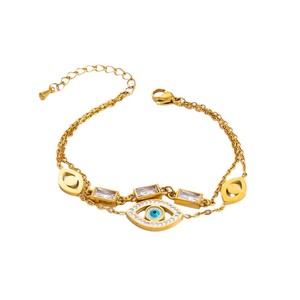 Pulsera con Colgante de Ojo Turco, Chapado en Oro de 18K, Acero Inoxidable, Joyería de Moda, Regalo para Mujer - Product Image 4