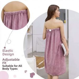 Ensemble peignoir et bonnet de bain séchant rapidement pour adultes, en microfibre ultra-absorbante et résistante à l'usure, couleur unie - Vente en gros usine HANDU - Product Image 3