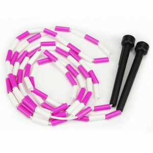 เชือกกระโดดสีชมพูและสีขาวขนาด 7 ฟุต พร้อมส่วนแบ่งพลาสติกสำหรับการออกกำลังกายและการฝึกซ้อม - Product Image 2