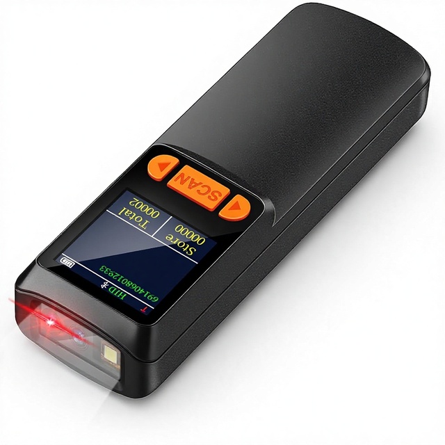 Portable MINI 2D QR 1D BarCode Scanner with LCD Screen Display & Setting Keypad for Tablet iPhone iPad Android IOS PC POS
