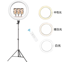 Lampu Ring LED Setengah Bulan 18-inci untuk Fotografi Selfie Ponsel, Lampu Pengisi Cahaya Ponsel dengan Tripod