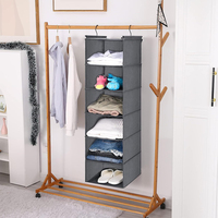 Multitiers 3/4/5/6 étages Rangement pliable en tissu Organisateur de placard suspendu Étagère suspendue en tissu avec 2 crochets robustes
