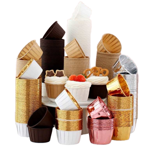 Moules à <span class=keywords><strong>muffins</strong></span> en <span class=keywords><strong>papier</strong></span> de qualité alimentaire de 3,5 oz, jetables, résistants au four, pour cupcakes, ramequins, emballages pour gâteaux de mariage et d'anniversaire - Product Image 1