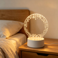 Veilleuse personnalisée en acrylique avec tableau d'écriture rond étoilé, tableau d'art vierge en acrylique DIY, marqueur 3D pour chambre d'enfant, cadeau