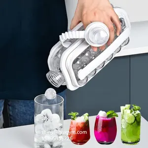 Sıcak satış taşınabilir yeni moda 2 1 mutfak Pop buz topu makinesi kalıp yuvarlak buz küpü tepsi kapaklı ve Bin