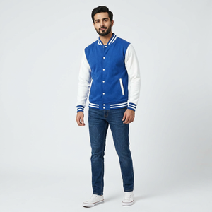 High Quality Custom Print Embroidered Stand Collar Front Varsity <b>Baseball</b> <b>Jacket</b> <b>Men</b> Plus Size Breathable Oversized Wholesale - Product Image 1