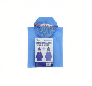 Impermeabile per bambini blu taglia 12 impermeabile stile cartone animato per le giornate piovose - Product Image 1