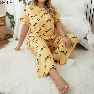 Oversized Heart Neck Women's <b>Pajama</b> Set Plus Size Homewear - Product Image 2